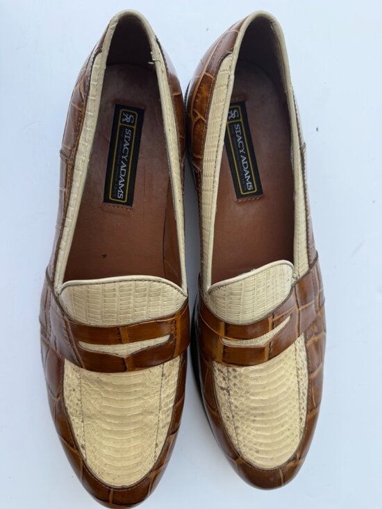 Stacy Adams 24725‑702 Genuine Snake Dress Shoes – Size 12W – Light Brown & Tan main image 4